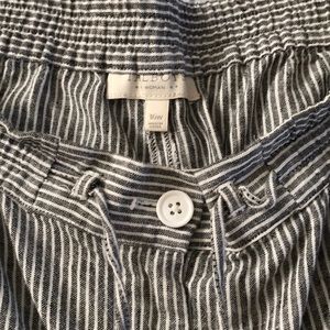 Wide leg striped linen pants